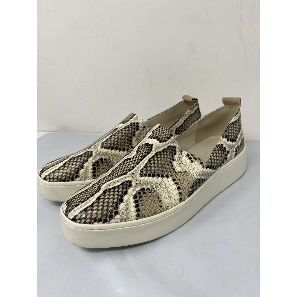 Vince Saxon 2 Snake Embossed Leather Platform Sneakers Slip-On Reptile Size 7.5